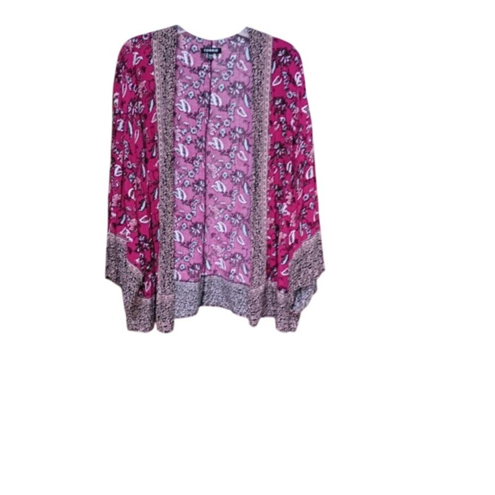 Torrid Kimono Cardigan Flora Rayon Print Size 3/4